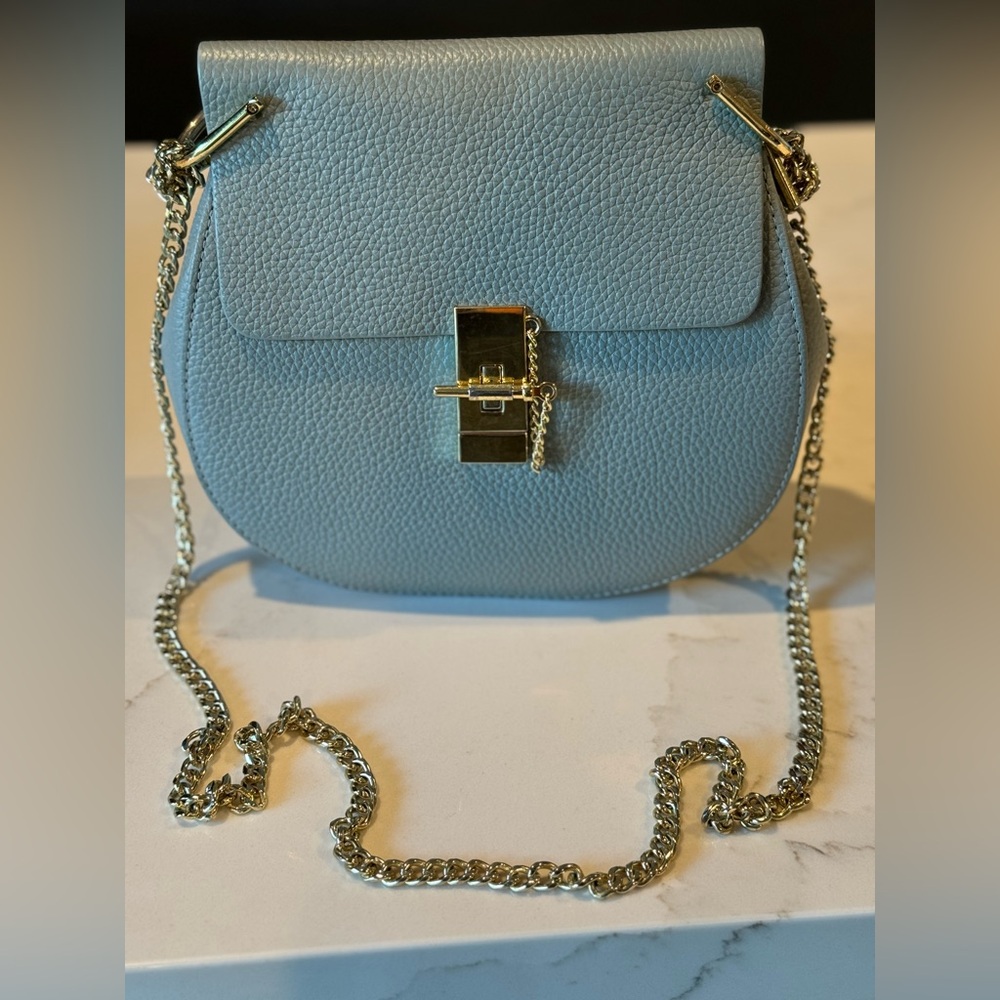 Baby Blue Leather Crossbody Bag